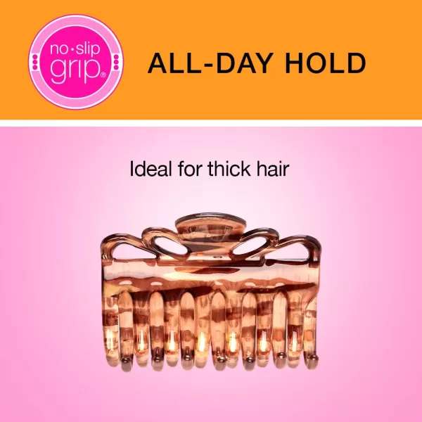 Scunci by Conair No-Slip Grip All Day Hold, Magic Hinge, Claw Hair Clip, Brown and Black, Packaging May Vary 