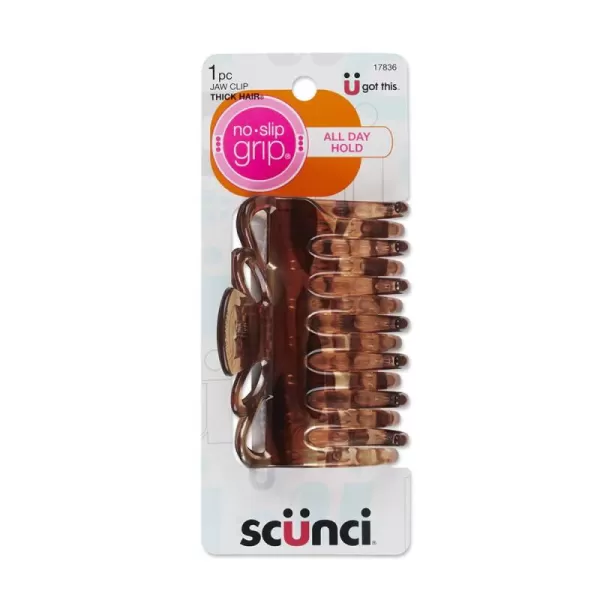 Scunci by Conair No-Slip Grip All Day Hold, Magic Hinge, Claw Hair Clip, Brown and Black, Packaging May Vary 