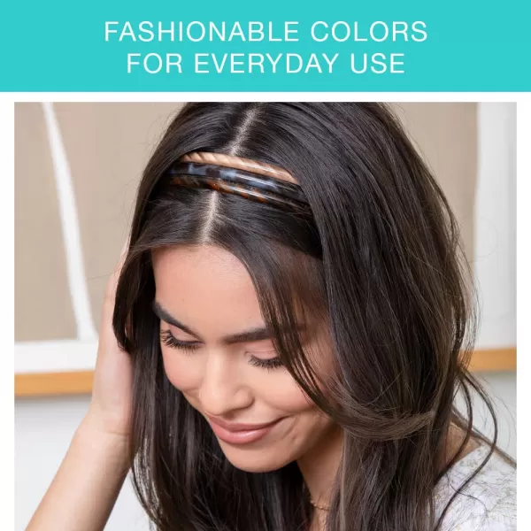 Scunci by Conair No-Slip Grip Flat Bright Headwraps, Thin Elastic Headwraps in Bright Colors, 8 Pack