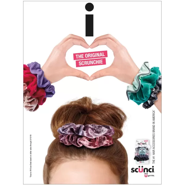 Scunci by Conair The Original Scrunchie Jumbo Size in Washable Black Nylon Silk-Like Fabric, Perfect for Wrist-to-Hair Versatility, 1 Count