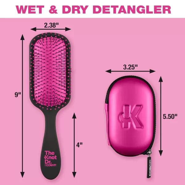 The Knot Dr. for Conair Hair Brush, Wet and Dry Detangler with Storage Case, Removes Knots and Tangles, For All Hair Types, Green