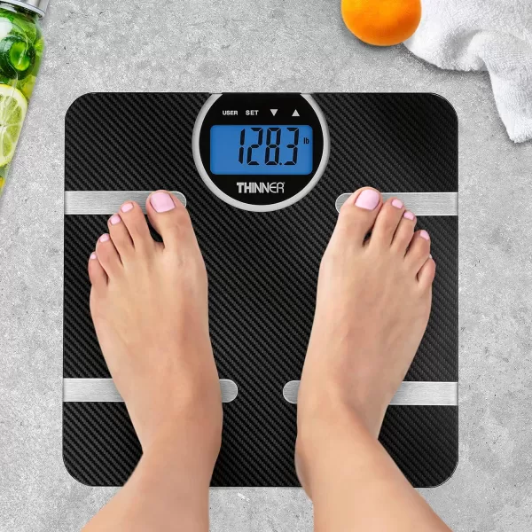 Thinner by Conair Bathroom Scale for Body Weight, Extra-Large Easy to Read Digital Scale Measures Weight Up to 400 Lbs. in Silver
