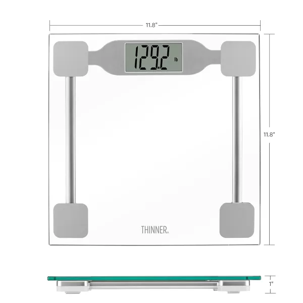 Thinner by Conair Bathroom Scale for Body Weight, Extra-Large Easy to Read Digital Scale Measures Weight Up to 400 Lbs. in Silver