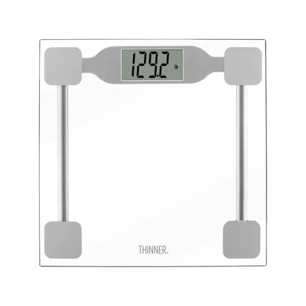 Thinner by Conair Bathroom Scale for Body Weight, Extra-Large Easy to Read Digital Scale Measures Weight Up to 400 Lbs. in Silver
