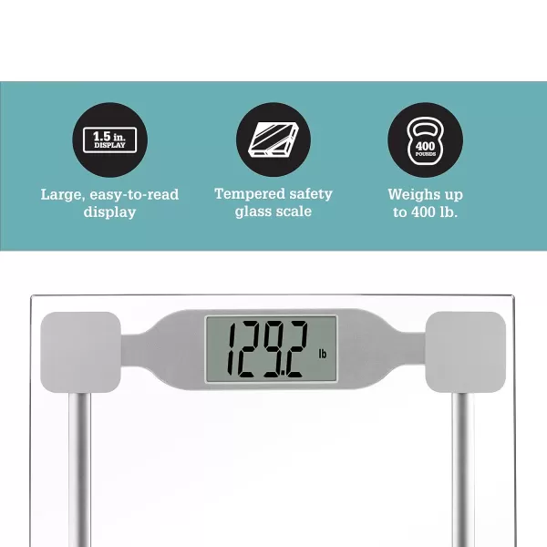 Thinner by Conair Bathroom Scale for Body Weight, Extra-Large Easy to Read Digital Scale Measures Weight Up to 400 Lbs. in Silver