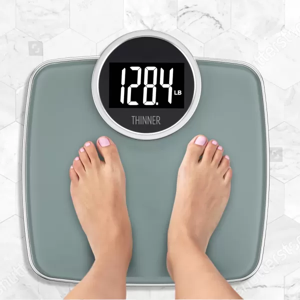 Thinner by Conair Bathroom Scale for Body Weight, Extra-Large Easy to Read Digital Scale Measures Weight Up to 400 Lbs. in Silver