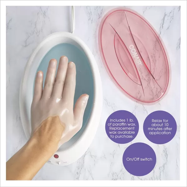 True Glow by Conair Thermal Paraffin Spa Moisturizing Wax Treatment, Includes 1lb. Paraffin Wax, Pink