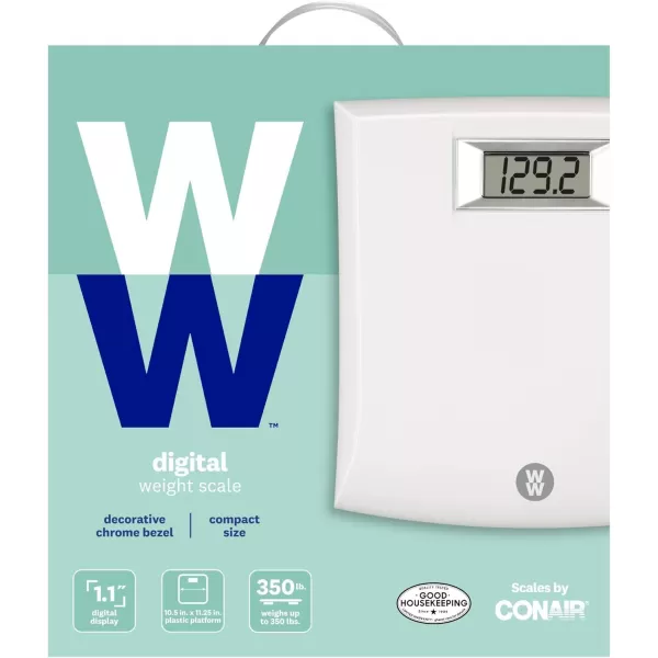 WW Scales by Conair Portable Precision Plastic Electronic 5 Weight Tracker Bathroom Scale with Carry Handle, 400 Lbs. Capacity