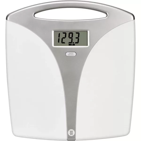 WW Scales by Conair Portable Precision Plastic Electronic 5 Weight Tracker Bathroom Scale with Carry Handle, 400 Lbs. Capacity
