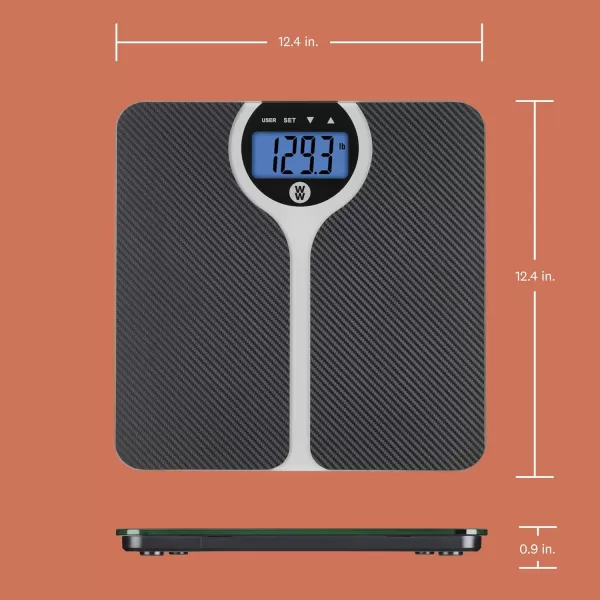 Weight Watchers Scales by Conair Bathroom Scale for Body Weight, Digital BMI Scale for 4 Users, Carbon Fiber Design Measures Weight up to 400 Lbs. in Black