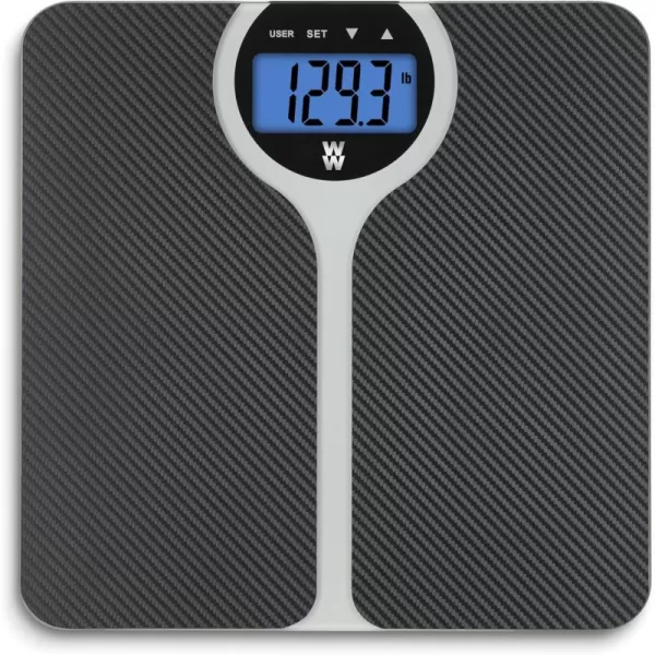 Weight Watchers Scales by Conair Bathroom Scale for Body Weight, Digital BMI Scale for 4 Users, Carbon Fiber Design Measures Weight up to 400 Lbs. in Black