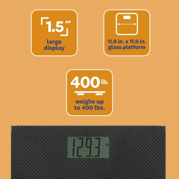 Weight Watchers Scales by Conair Bathroom Scale for Body Weight, Digital BMI Scale for 4 Users, Carbon Fiber Design Measures Weight up to 400 Lbs. in Black