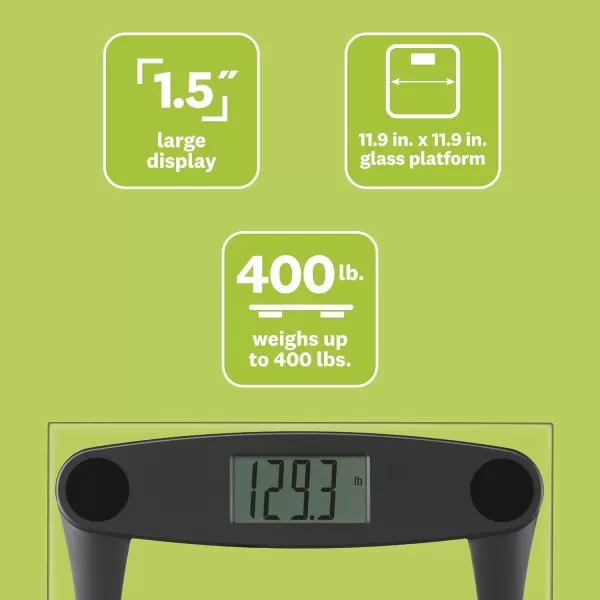 Weight Watchers Scales by Conair Bathroom Scale for Body Weight, Digital Scale, Glass Body Scale Measures Weight Up to 400 Lbs. in Black Frame