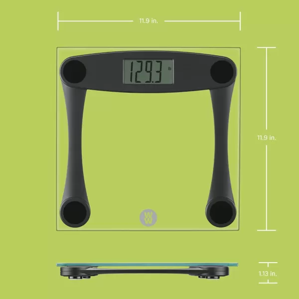 Weight Watchers Scales by Conair Bathroom Scale for Body Weight, Digital Scale, Glass Body Scale Measures Weight Up to 400 Lbs. in Black Frame