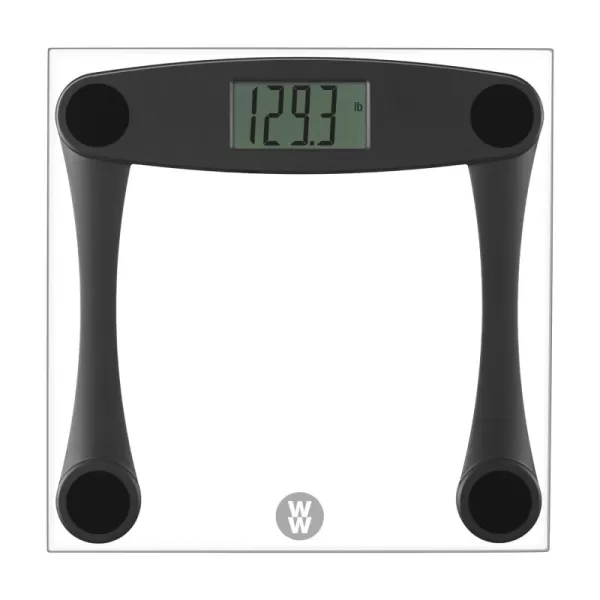 Weight Watchers Scales by Conair Bathroom Scale for Body Weight, Digital Scale, Glass Body Scale Measures Weight Up to 400 Lbs. in Black Frame