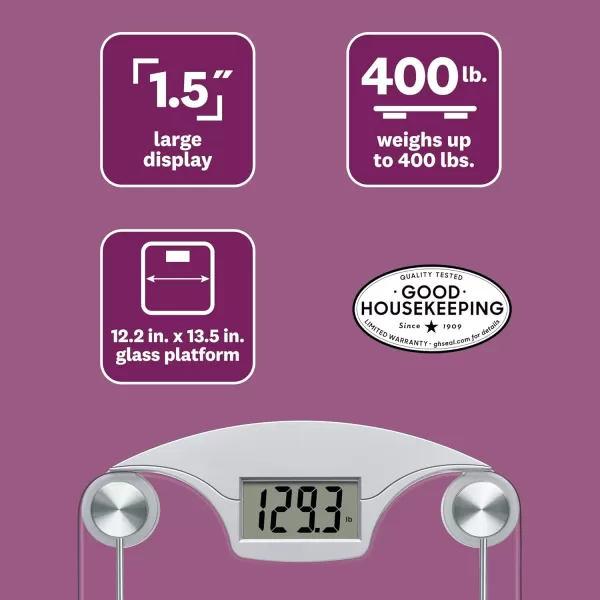 Weight Watchers Scales by Conair Bathroom Scale for Body Weight, Digital Scale, Glass Body Scale Measures Weight Up to 400 Lbs. in Black Frame