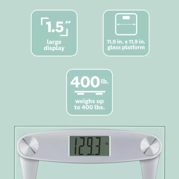 Weight Watchers Scales by Conair Bathroom Scale for Body Weight, Digital Scale, Glass Body Scale Measures Weight Up to 400 Lbs. in Black Frame