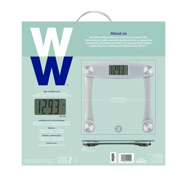 Weight Watchers Scales by Conair Bathroom Scale for Body Weight, Digital Scale, Glass Body Scale Measures Weight Up to 400 Lbs. in Black Frame