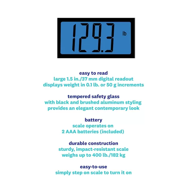 Weight Watchers Scales by Conair Bathroom Scale for Body Weight, Digital Scale, Glass Measures Up to 400 Lbs. in Clear