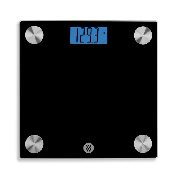 Weight Watchers Scales by Conair Bathroom Scale for Body Weight, Digital Scale, Glass Measures Up to 400 Lbs. in Clear