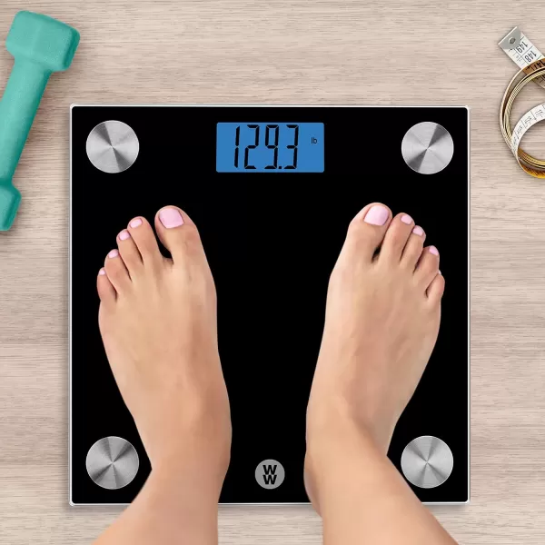 Weight Watchers Scales by Conair Bathroom Scale for Body Weight, Digital Scale, Glass Measures Up to 400 Lbs. in Clear
