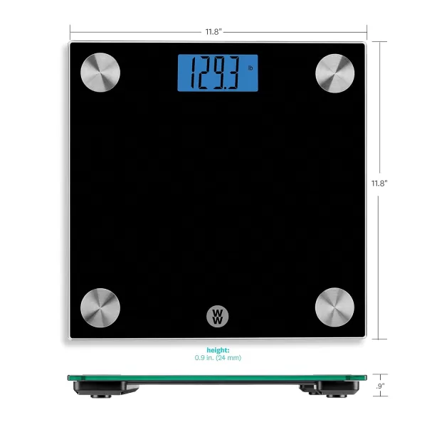 Weight Watchers Scales by Conair Bathroom Scale for Body Weight, Digital Scale, Glass Measures Up to 400 Lbs. in Clear