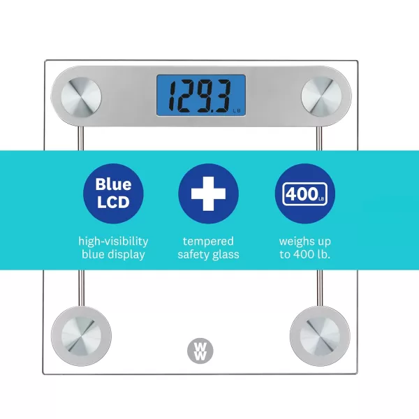 Weight Watchers Scales by Conair Bathroom Scale for Body Weight, Digital Scale, Glass Measures Up to 400 Lbs. in Clear
