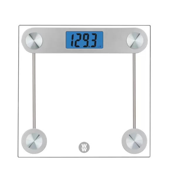 Weight Watchers Scales by Conair Bathroom Scale for Body Weight, Digital Scale, Glass Measures Up to 400 Lbs. in Clear