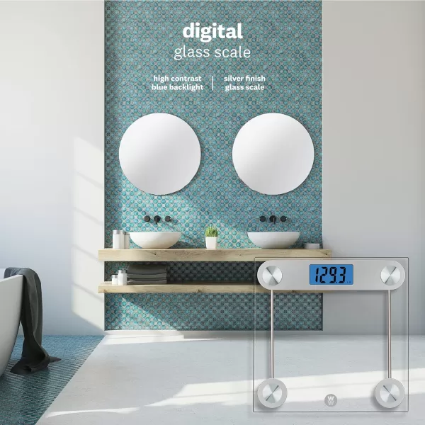 Weight Watchers Scales by Conair Bathroom Scale for Body Weight, Digital Scale, Glass Measures Up to 400 Lbs. in Clear
