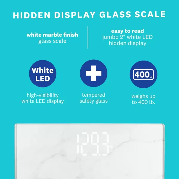 Weight Watchers Scales by Conair Bathroom Scale for Body Weight, Easy To Read Scale, Glass Body Scale Measures Weight Up to 400 Lbs. in Chic Glass