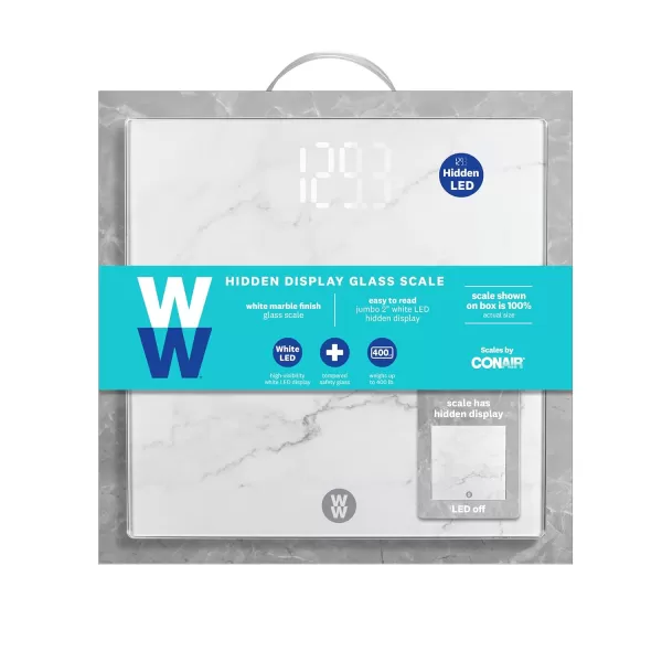 Weight Watchers Scales by Conair Bathroom Scale for Body Weight, Easy To Read Scale, Glass Body Scale Measures Weight Up to 400 Lbs. in Chic Glass