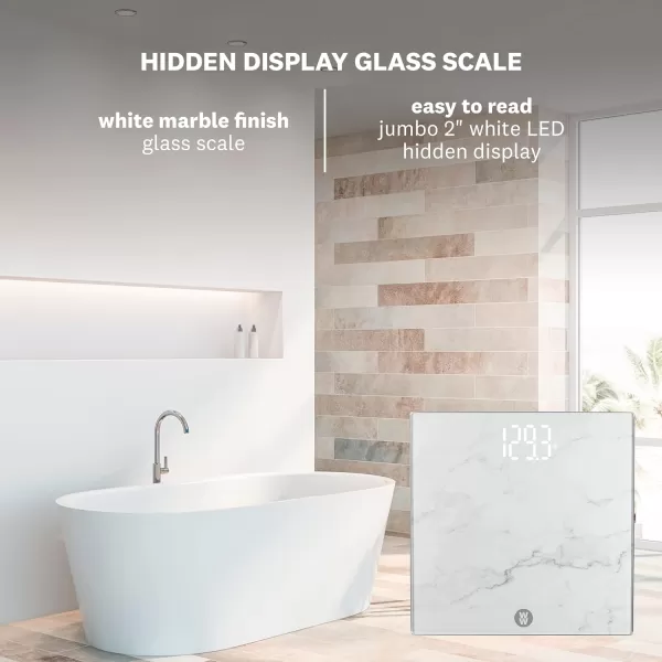 Weight Watchers Scales by Conair Bathroom Scale for Body Weight, Easy To Read Scale, Glass Body Scale Measures Weight Up to 400 Lbs. in Chic Glass