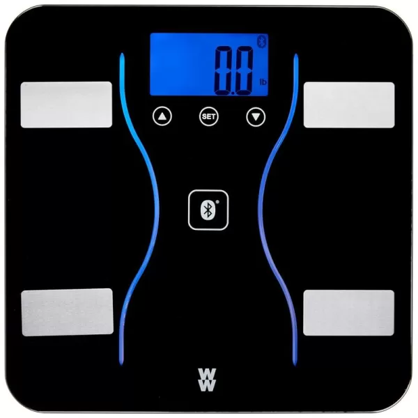 Weight Watchers Scales by Conair Bathroom Scale for Body Weight, Glass Digital Scale, Body Analysis Measures Body Fat, Body Water, BMI, Bone Mass &amp; Muscle, Measures Weight up to 400 Lbs White