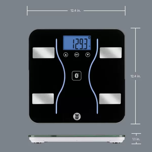 Weight Watchers Scales by Conair Bathroom Scale for Body Weight, Glass Digital Scale, Body Analysis Measures Body Fat, Body Water, BMI, Bone Mass &amp; Muscle, Measures Weight up to 400 Lbs White