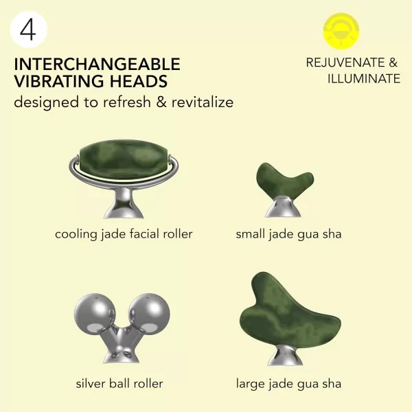 skn by conair Jade Vibrating Face Roller Kit with 4 Attachments Including Gua Sha, Refresh - Revive - Treat Your Skin To Complete Contouring for a Spa-Like Indulgence