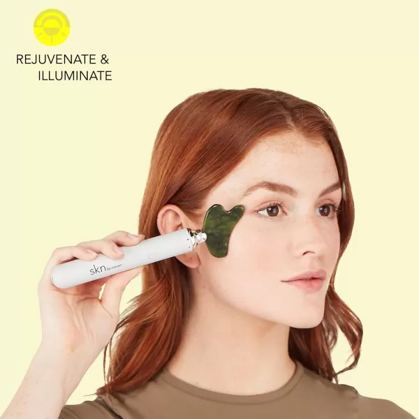 skn by conair Jade Vibrating Face Roller Kit with 4 Attachments Including Gua Sha, Refresh - Revive - Treat Your Skin To Complete Contouring for a Spa-Like Indulgence