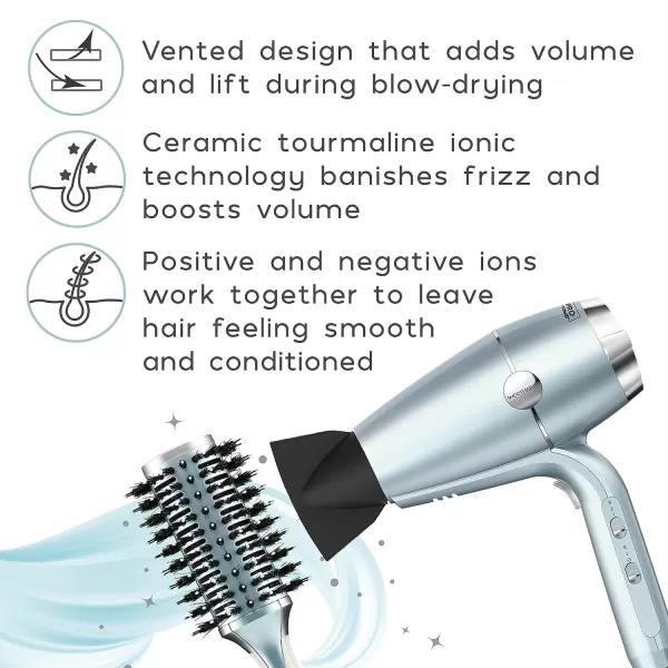 InfinitiPro by Conair Hairbrush, Paddle Brush, Brush For Thick Hair, Detangler Brush Helps Reduce Frizz and Add Volume, Smoothwrap Series in Icy Blue, Pack of 1)