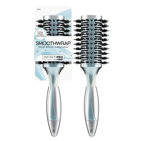 InfinitiPro by Conair Hairbrush, Paddle Brush, Brush For Thick Hair, Detangler Brush Helps Reduce Frizz and Add Volume, Smoothwrap Series in Icy Blue, Pack of 1)