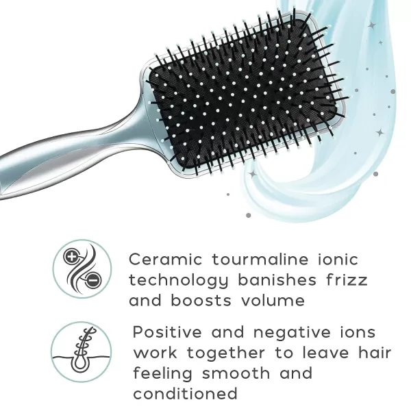 InfinitiPro by Conair Hairbrush, Paddle Brush, Brush For Thick Hair, Detangler Brush Helps Reduce Frizz and Add Volume, Smoothwrap Series in Icy Blue, Pack of 1)