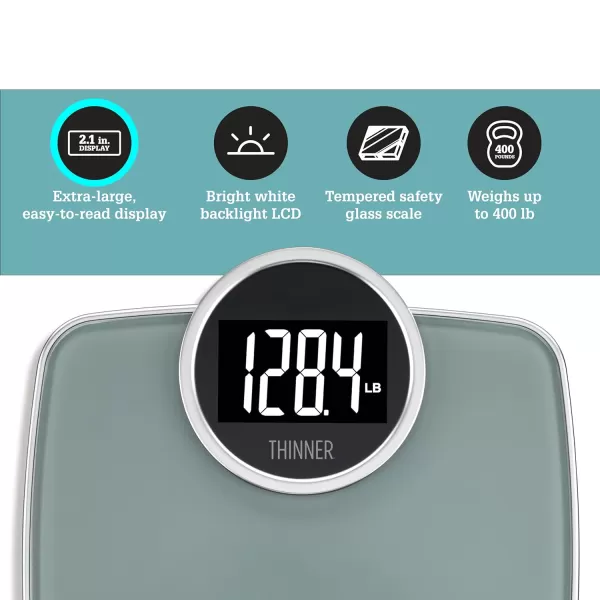 Thinner by Conair Scale for Body Weight, Digital Bathroom Scale with Body Fat, Muscle and BMI in Black