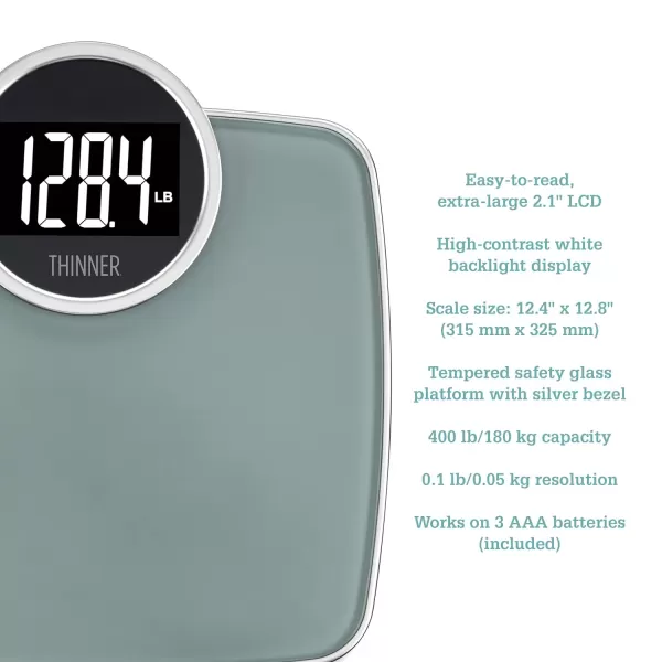 Thinner by Conair Scale for Body Weight, Digital Bathroom Scale with Body Fat, Muscle and BMI in Black