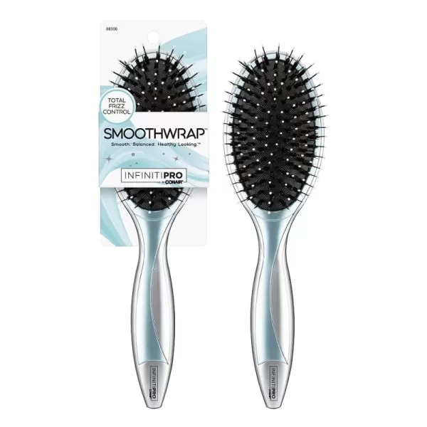 InfinitiPro by Conair Hairbrush, Paddle Brush, Brush For Thick Hair, Detangler Brush Helps Reduce Frizz and Add Volume, Smoothwrap Series in Icy Blue, Pack of 1)