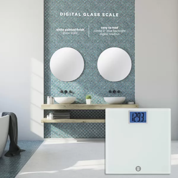 Weight Watchers Scales by Conair Scale for Body Weight, Digital Bathroom Scale in White Marble Finish