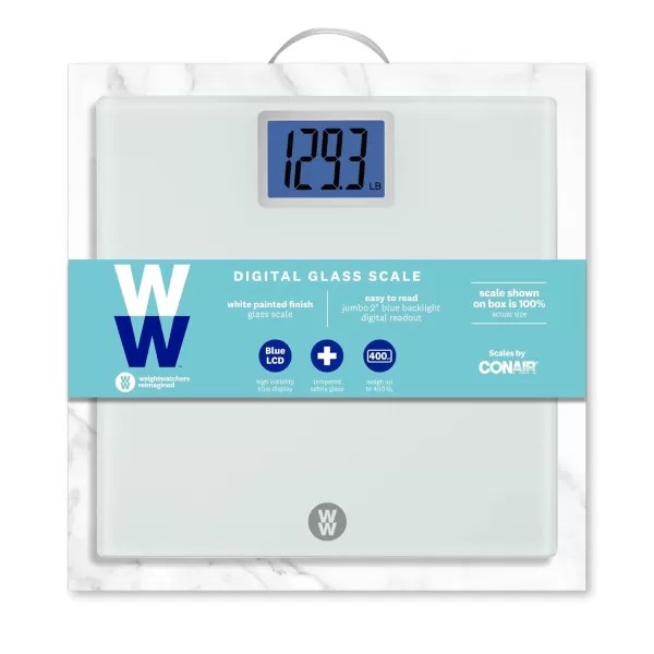 Weight Watchers Scales by Conair Scale for Body Weight, Digital Bathroom Scale in White Marble Finish