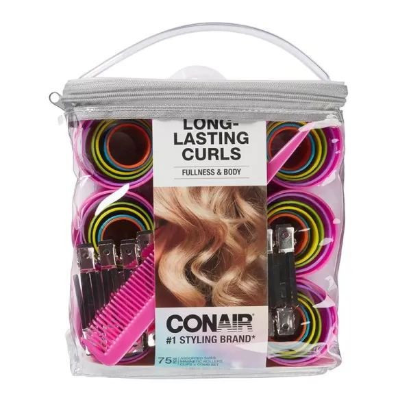 Conair Heatless Hair Curler Set with 1 Long Satin Roller, 2 Ponytailers, and 2 Styling Clips, Great for Sleep &amp; Set to create Curls &amp; Waves