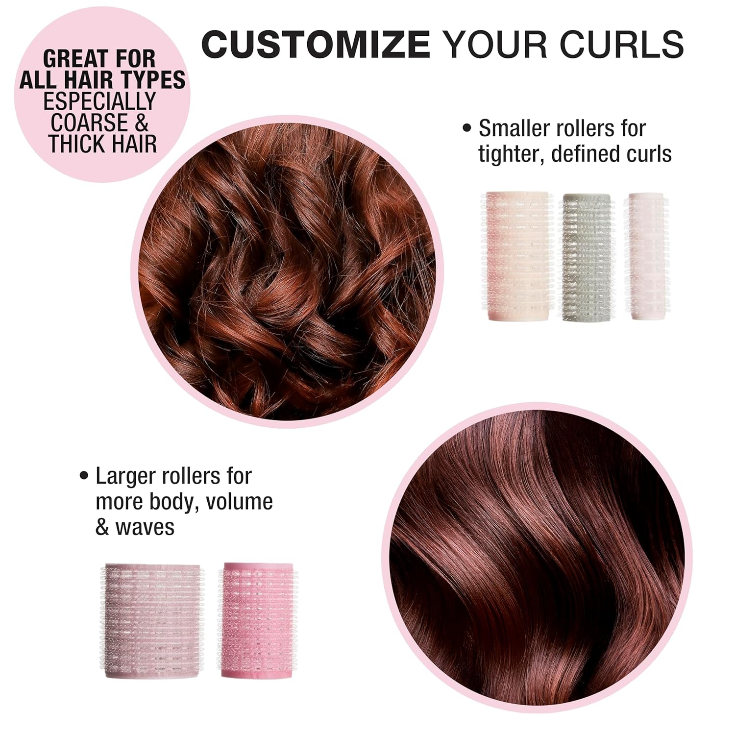 Conair Heatless Curls - Heatless Curls- heatless curls overnight - Heatless Rollers - Assorted sizes &amp; Colors - Pink, Gray &amp; Purple - 31 Count w/storage case