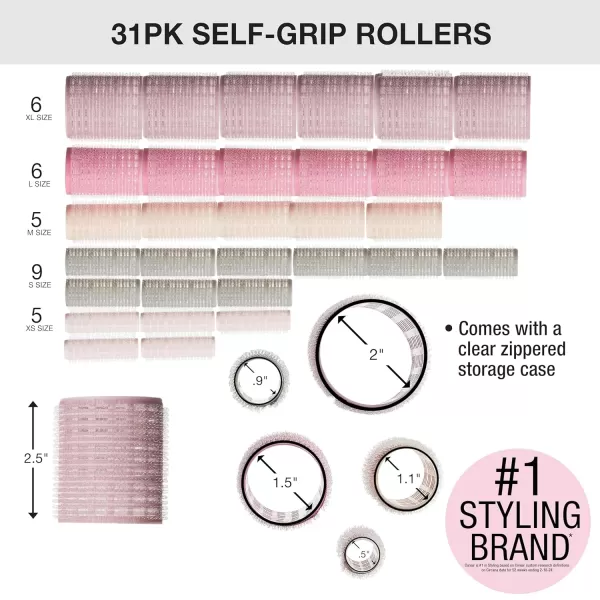 Conair Heatless Curls - Heatless Curls- heatless curls overnight - Heatless Rollers - Assorted sizes &amp; Colors - Pink, Gray &amp; Purple - 31 Count w/storage case