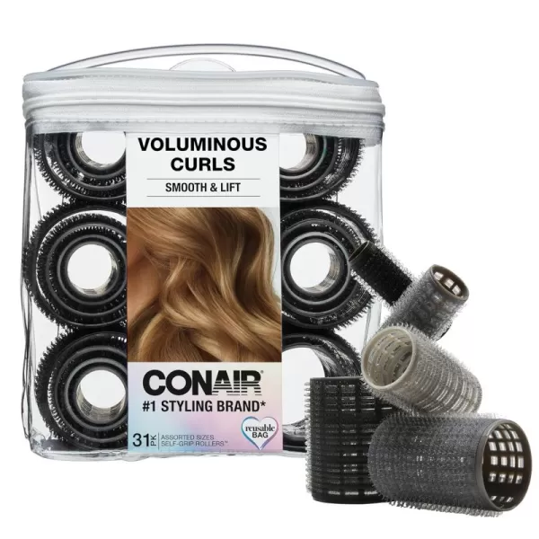 Conair Heatless Curls - Heatless Curls- heatless curls overnight - Heatless Rollers - Assorted sizes &amp; Colors - Pink, Gray &amp; Purple - 31 Count w/storage case