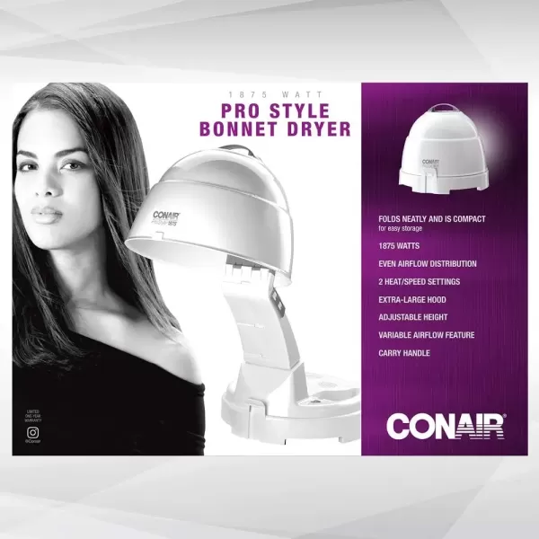 imageConair Bonnet Hair Dryer 1875W Pro Style Bonnet Ionic Hair DryerWhite