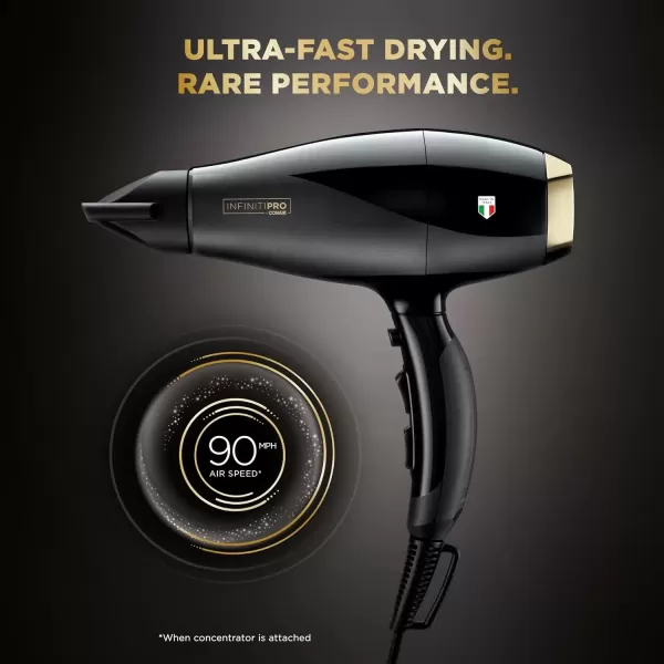 imageINFINITIPRO by CONAIR ArteBella Hair Dryer  Italian Performance Hair Dryer with Diffuser  Luxurious Experience and UltraFast Drying Power Hair Blow Dryer